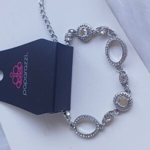 Paparazzi Silver Bracelet with Clear Accents